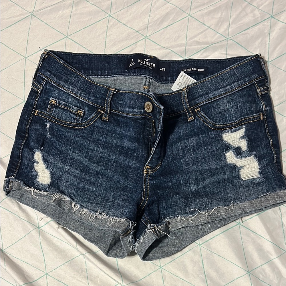 Hollister Indigo Distressed Jean Shorts